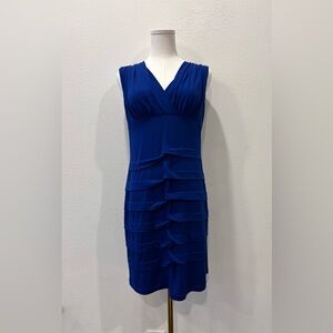 Chic Royal Blue Layered Midi Dress